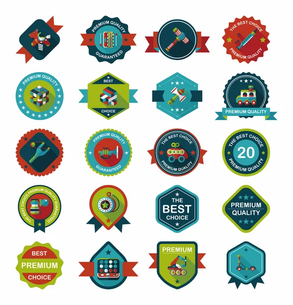 Set di sfondo piatto per banner per badge giocattolo, eps10 — Vettoriale Stock