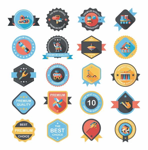 Toy badge banner design plano fundo definido, eps10 — Vetor de Stock