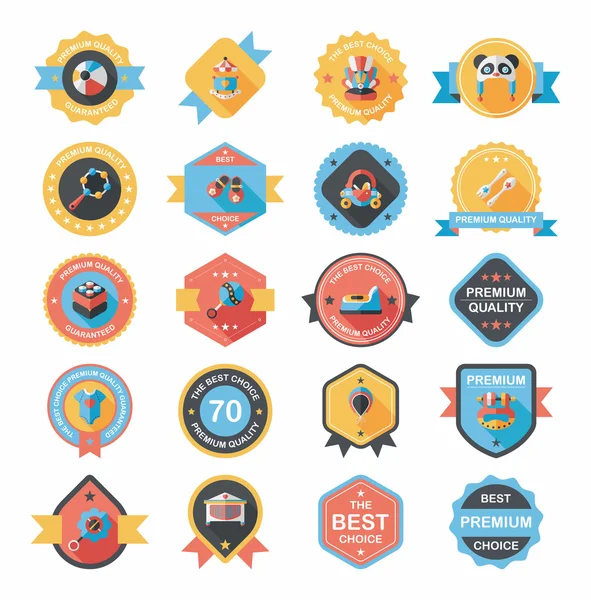 Baby Badge Banner Design flacher Hintergrund Set, Eps10 — Stockvektor