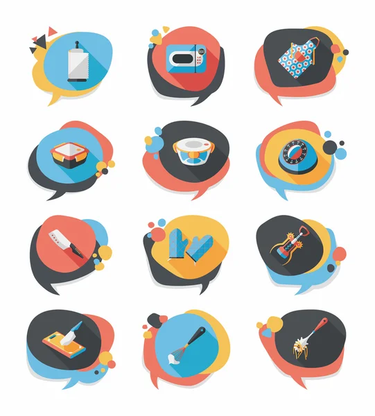 Set sfondo piatto banner design distintivo utensili da cucina, eps10 — Vettoriale Stock