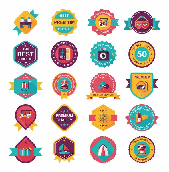 Reizen badge banner ontwerp platte achtergrond instellen, eps10 — Stockvector