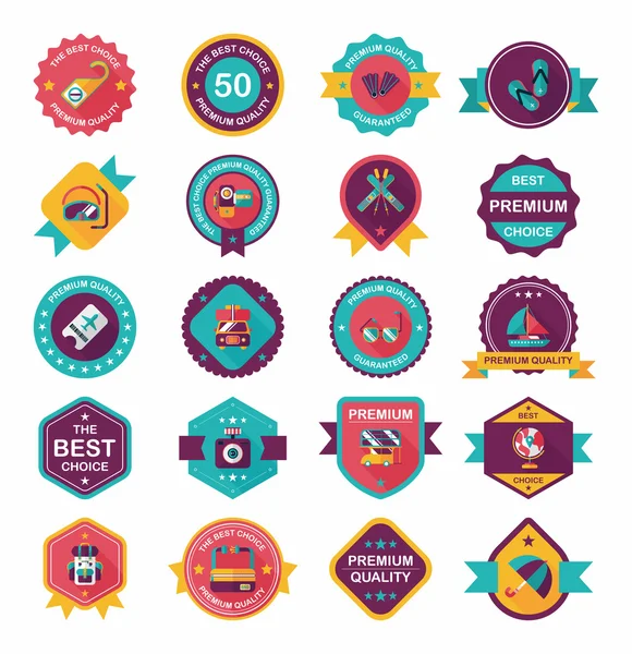 Reizen badge banner ontwerp platte achtergrond instellen, eps10 — Stockvector