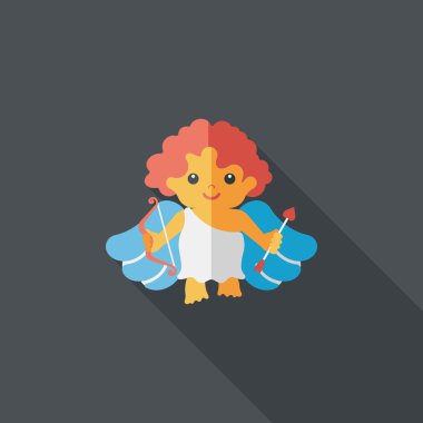 Sevgililer günü aşk tanrısı uzun gölge, eps10 düz simgesiyle