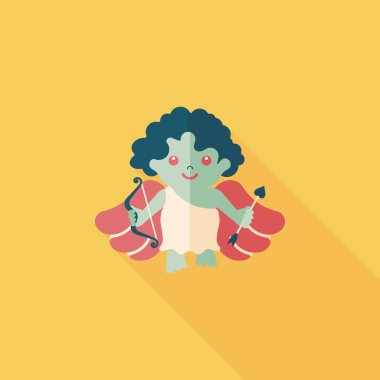 Sevgililer günü aşk tanrısı uzun gölge, eps10 düz simgesiyle