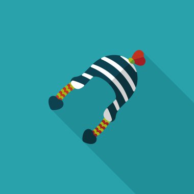 Sevgililer günü kış şapka düz simgesiyle uzun gölge, eps10