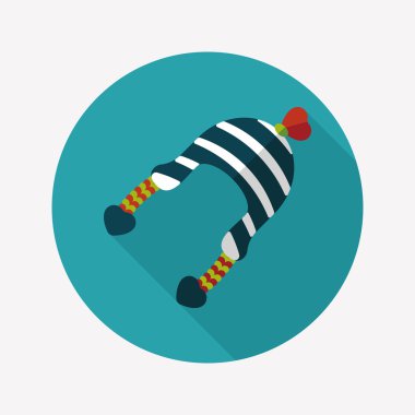 Sevgililer günü kış şapka düz simgesiyle uzun gölge, eps10