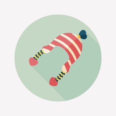 Sevgililer günü kış şapka düz simgesiyle uzun gölge, eps10