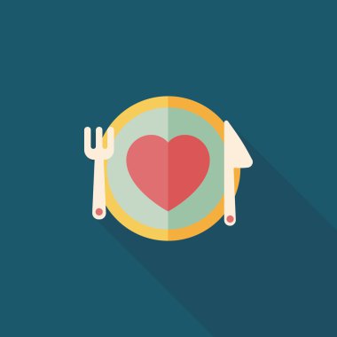 Sevgililer günü uzun gölge, eps10 düz simgesiyle