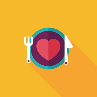 Sevgililer günü uzun gölge, eps10 düz simgesiyle