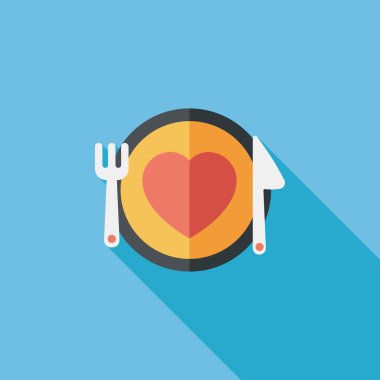 Sevgililer günü uzun gölge, eps10 düz simgesiyle