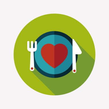 Sevgililer günü uzun gölge, eps10 düz simgesiyle