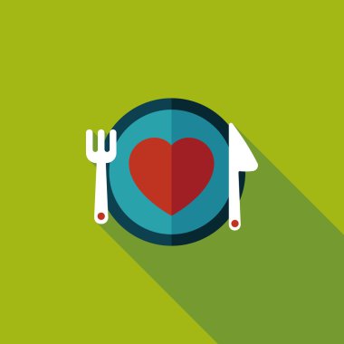 Sevgililer günü uzun gölge, eps10 düz simgesiyle