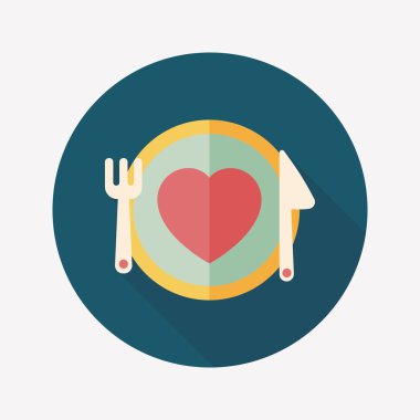 Sevgililer günü uzun gölge, eps10 düz simgesiyle