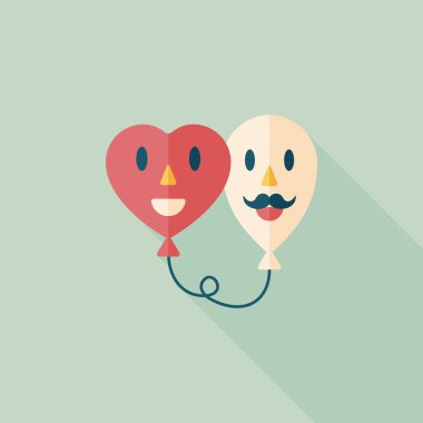 Uzun Gölge, eps10 ile Sevgililer günü ballons düz simgesi