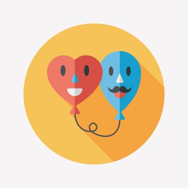 Uzun Gölge, eps10 ile Sevgililer günü ballons düz simgesi