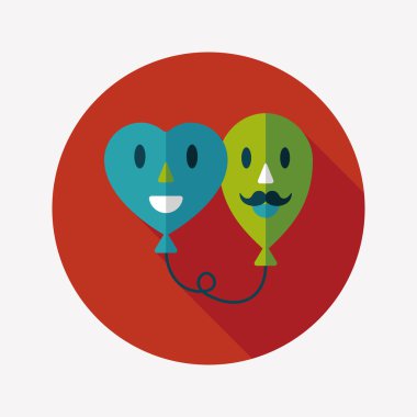 Uzun Gölge, eps10 ile Sevgililer günü ballons düz simgesi