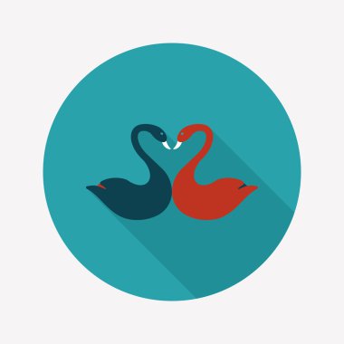 Sevgililer sevgilisi kuğu düz simgesiyle uzun gölge, eps10