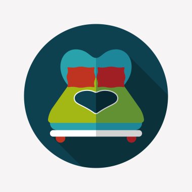 Sevgililer sevgilisi yatak düz simgesiyle uzun gölge, eps10