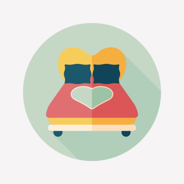 Sevgililer sevgilisi yatak düz simgesiyle uzun gölge, eps10