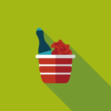 Uzun Gölge, eps10 ile Sevgililer günü şampanya düz simgesi