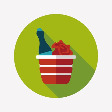 Uzun Gölge, eps10 ile Sevgililer günü şampanya düz simgesi