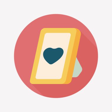 Sevgililer günü fotoğraf çerçevesi düz simgesi ile uzun gölge, eps10