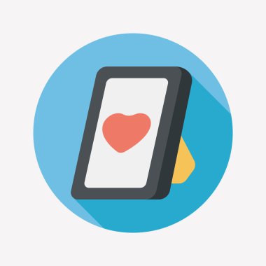 Sevgililer günü fotoğraf çerçevesi düz simgesi ile uzun gölge, eps10