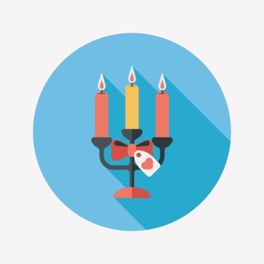 Sevgililer günü mum uzun gölge, eps10 düz simgesiyle