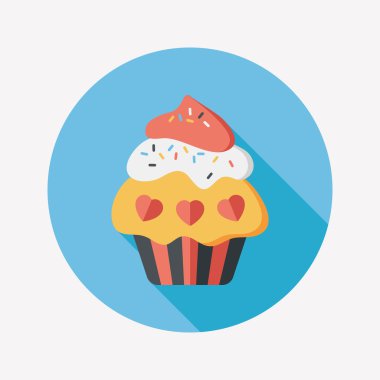 Uzun Gölge, eps10 ile Sevgililer günü cupcake düz simgesi