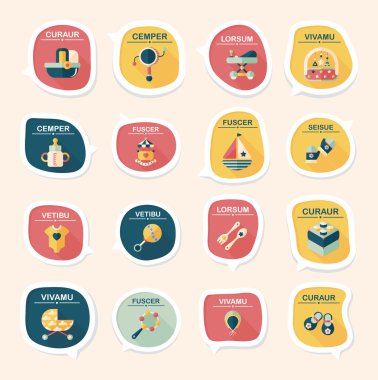 Bebek kabarcık konuşma afiş tasarım düz arka plan ayarlamak, eps10