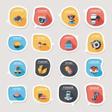 Kahve kabarcık konuşma düz afiş tasarım düz arka plan ayarlamak, eps