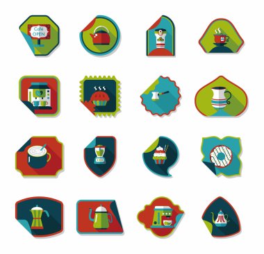 Kahve etiket düz afiş arka plan ayarlamak, eps10