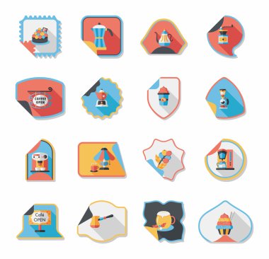 Kahve etiket düz afiş arka plan ayarlamak, eps10