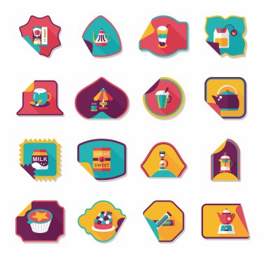 Kahve etiket düz afiş arka plan ayarlamak, eps10