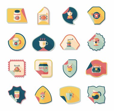 Kahve etiket düz afiş arka plan ayarlamak, eps10