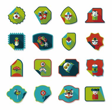 Çin yeni yılı etiket afiş tasarım düz arka plan, eps10