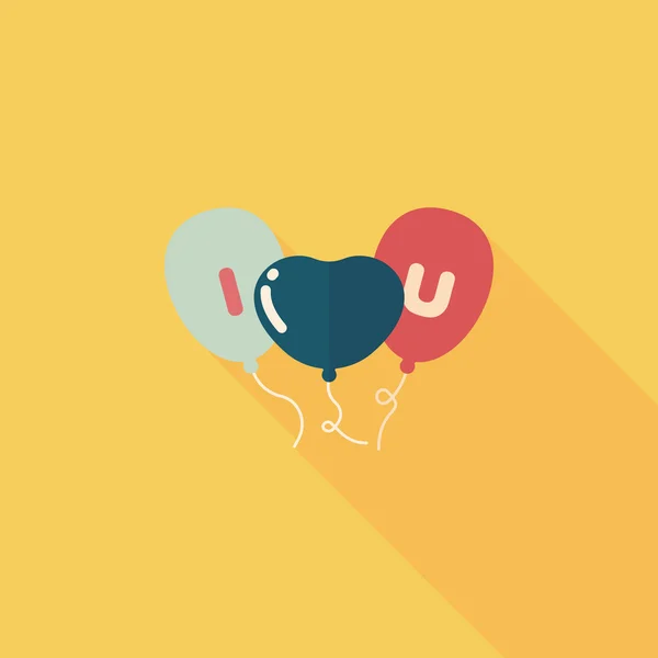 Balons Day Valentine 's Day flat icon with long shadow, eps10 — стоковый вектор