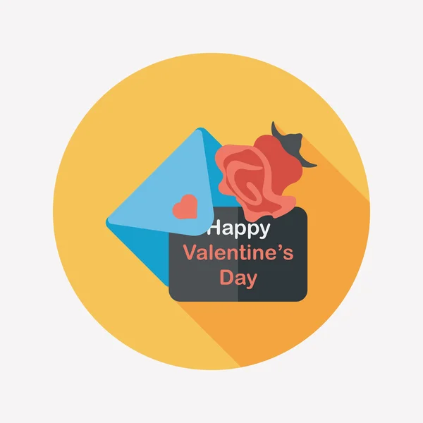San Valentín carta de amor icono plano con sombra larga, eps10 — Vector de stock
