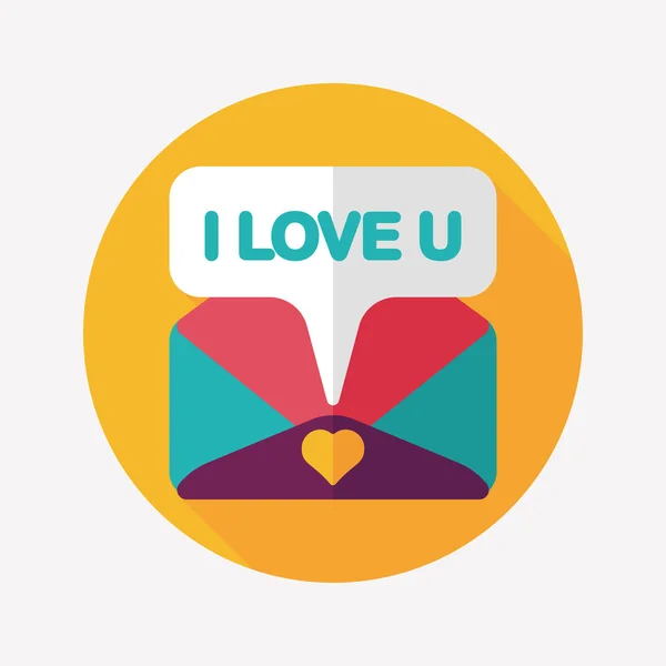 Valentine's day love letter icône plate avec ombre longue, eps10 — Image vectorielle