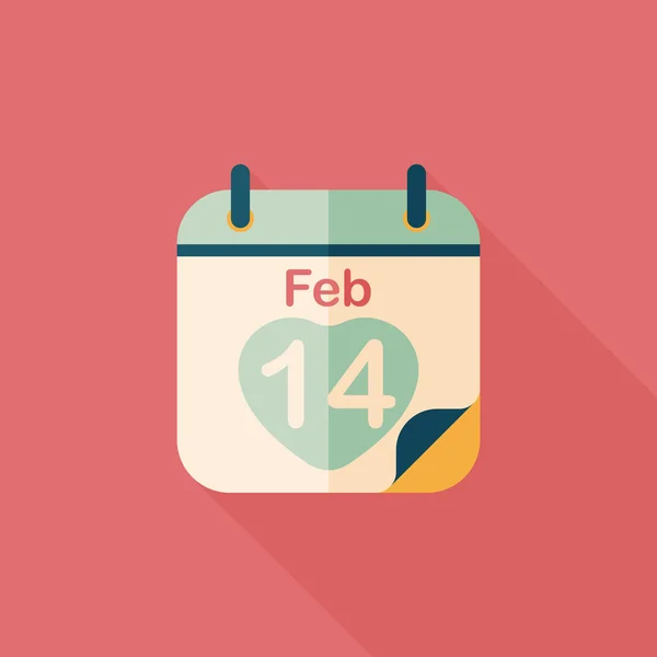 Valentýna únor čtrnáct ploché ikony s dlouhý stín, eps — Stockový vektor