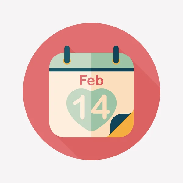 Valentýna únor čtrnáct ploché ikony s dlouhý stín, eps — Stockový vektor