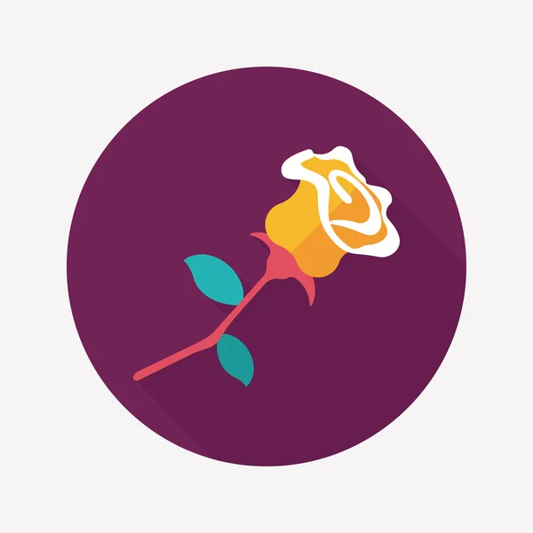 San Valentino fiore icona piatta con lunga ombra, eps10 — Vettoriale Stock