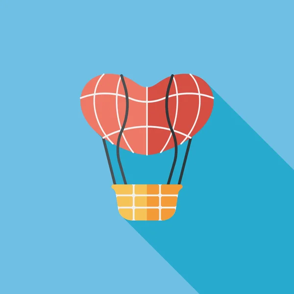 San Valentino icona piatta mongolfiera con lunga ombra, eps10 — Vettoriale Stock