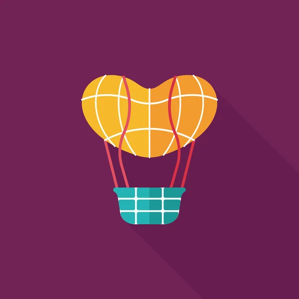 Dia dos Namorados ícone de balão de ar quente plana com sombra longa, eps10 — Vetor de Stock