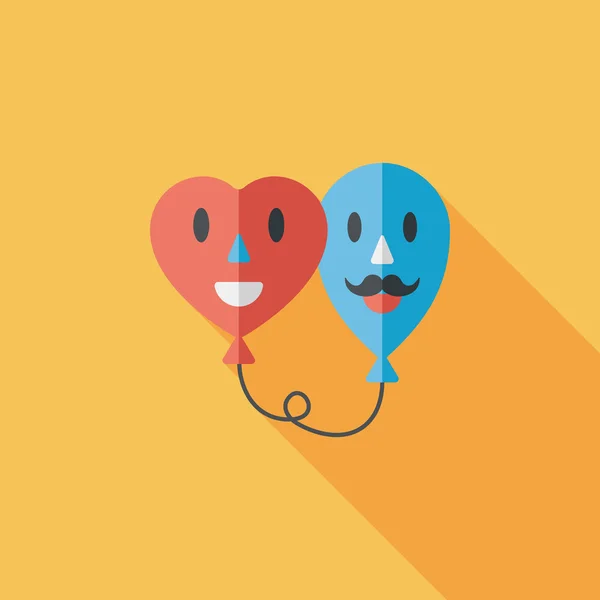 Uzun Gölge, eps10 ile Sevgililer günü ballons düz simgesi — Stok Vektör