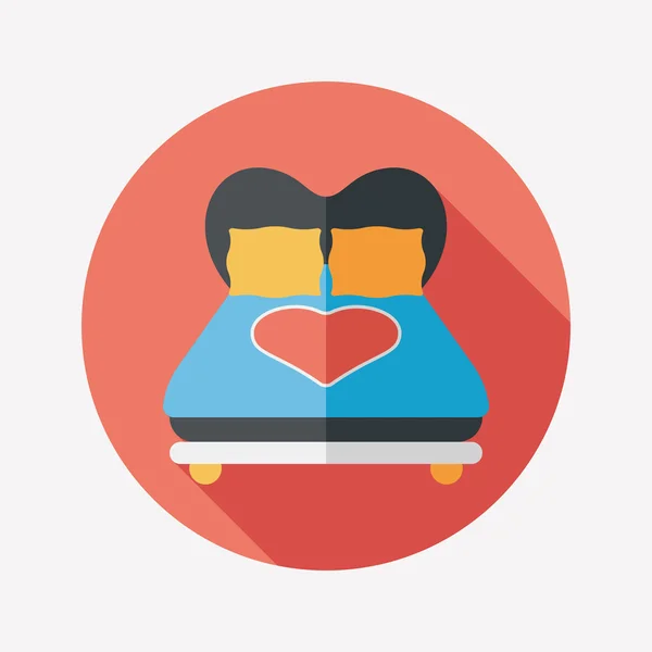 Valentine's Day lover bed flat icon with long shadow, eps10 — Image vectorielle