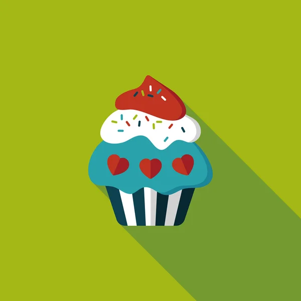 Aftelkalender voor Valentijnsdag cupcake platte pictogram met lange schaduw, eps10 — Stockvector