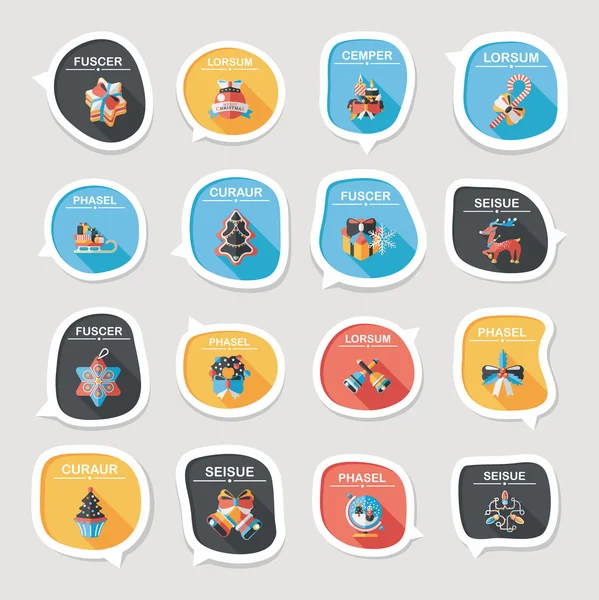 Set di sfondo piatto per il design del banner vocale a bolle di Natale, eps10 — Vettoriale Stock