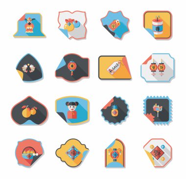 Çin yeni yılı etiket afiş tasarım düz arka plan, eps10