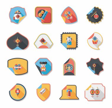 Çin yeni yılı etiket afiş tasarım düz arka plan, eps10